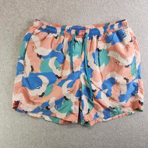 Saxx Swim Trunks Mens XXL Swan Print Cannonball 2N1 Ballpark Pouch Shorts